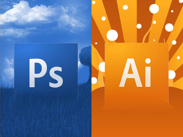 Photoshop example side by side an Illustrator example with both icons included.