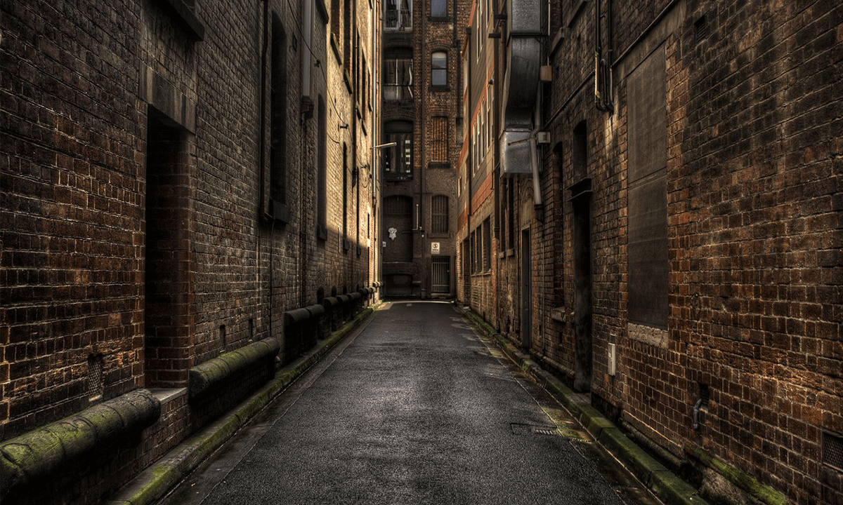 Before: An alleyway compute generate image