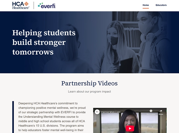 Hcahealthcare.everfi.com homepage screenshot