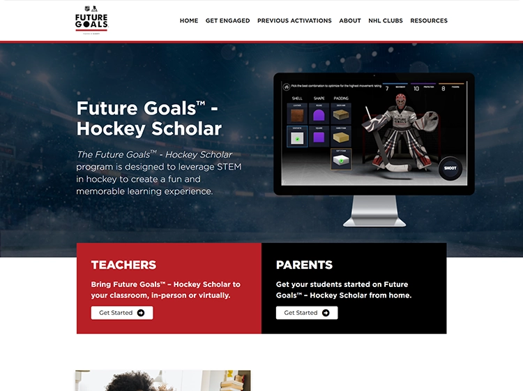 Futuregoals.nhl.com homepage screeenshot