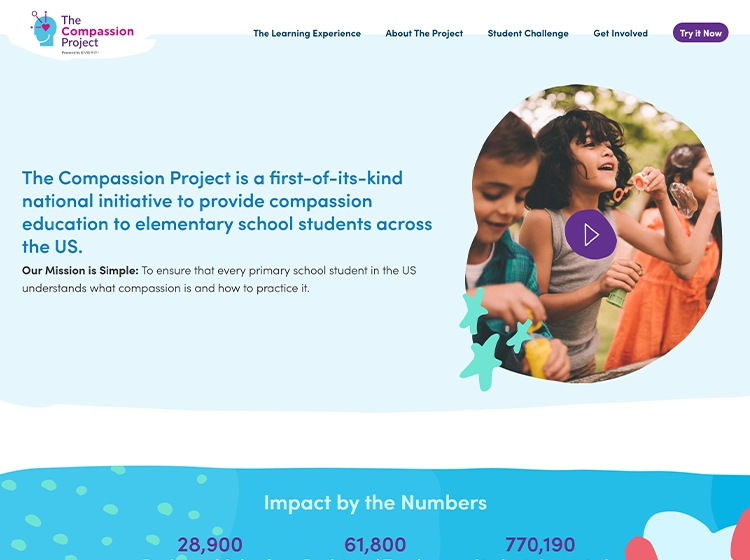 Thecompassionproject.com homepage screenshot