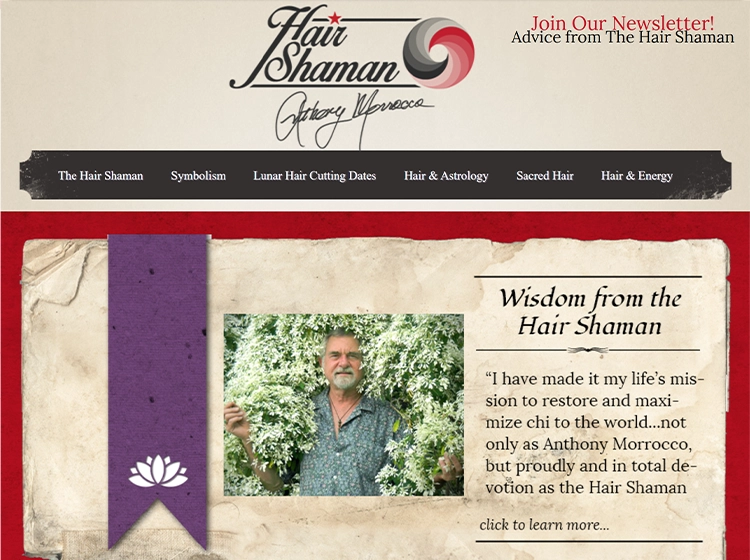 Thehairshaman.com homepage screenshot