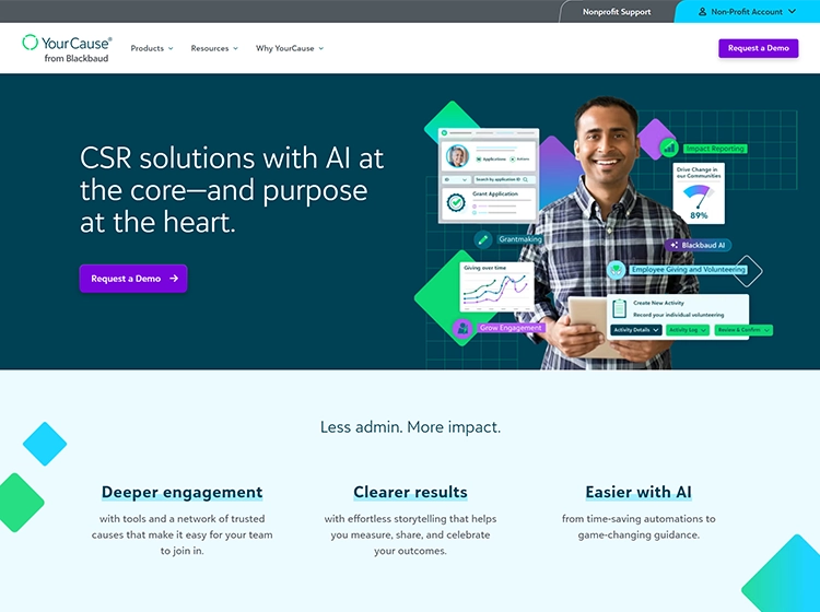 Yourcause.com homepage screenshot